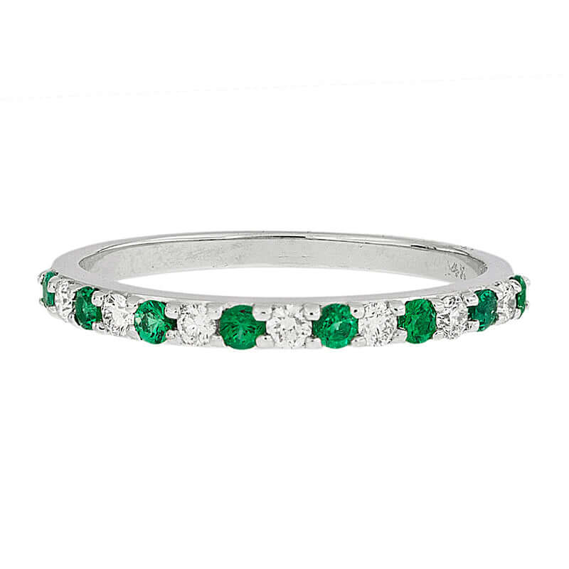 14KW .48 CTTW EMERALD AND DIAMOND BAND, .25 CTTW
