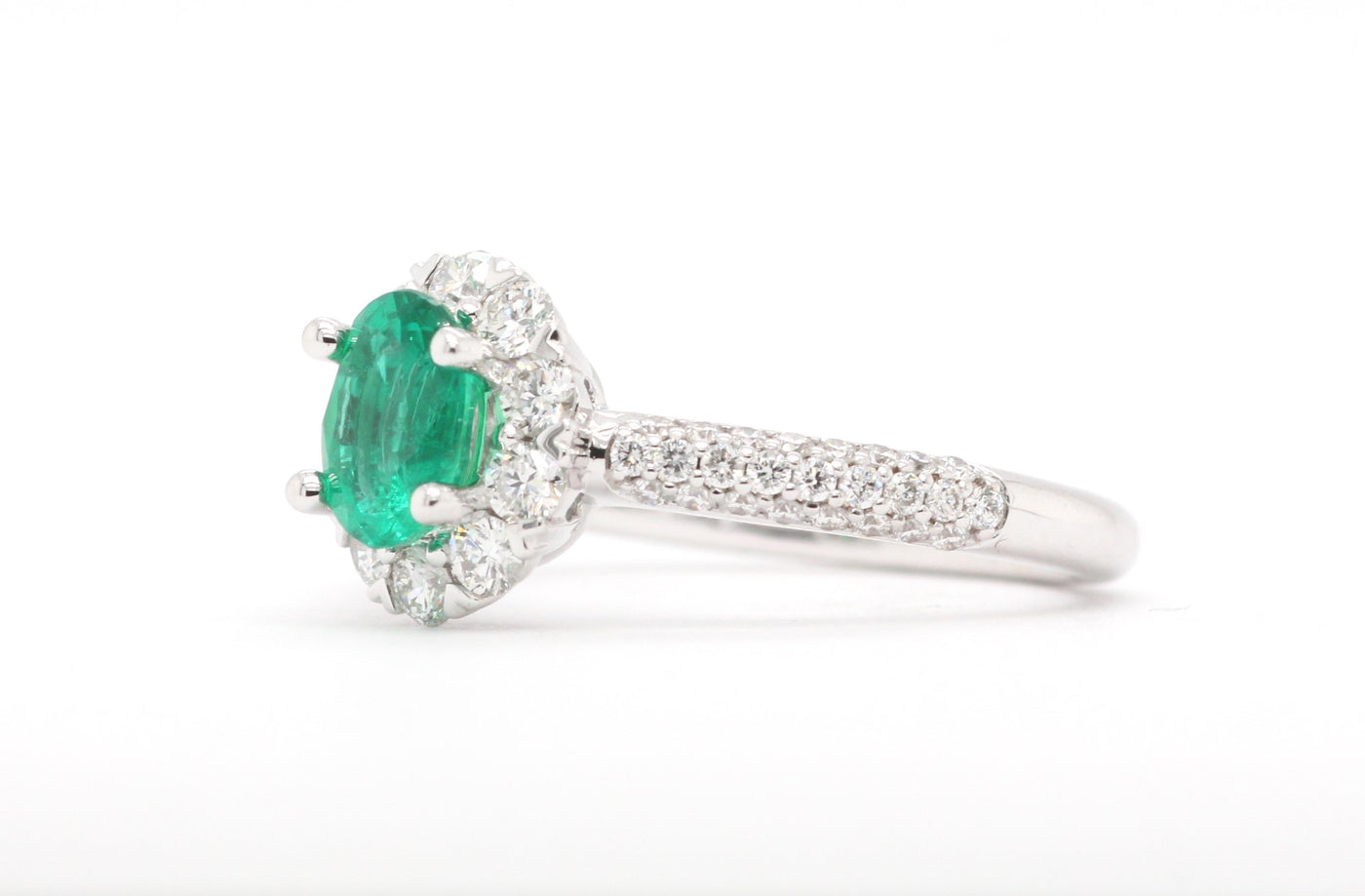 14KW .80 Ct Emerald And Diamond Ring