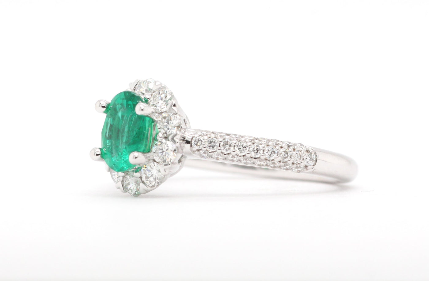 14KW .80 Ct Emerald And Diamond Ring image