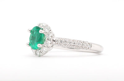 14KW .80 Ct Emerald And Diamond Ring