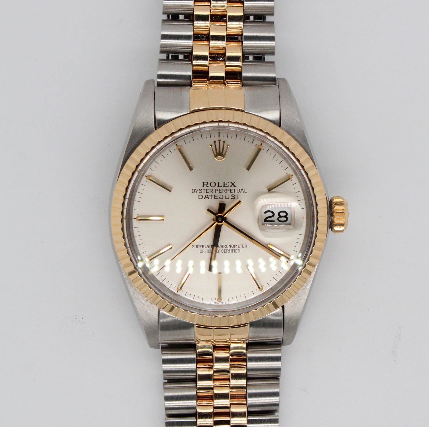 Gents Steel and Gold Rolex Oyster Perpetual DateJust with Champagne Dial Watch
