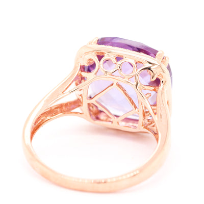 14KR 5.87 CT AMETHYST AND DIAMOND RING, .25 CTTW