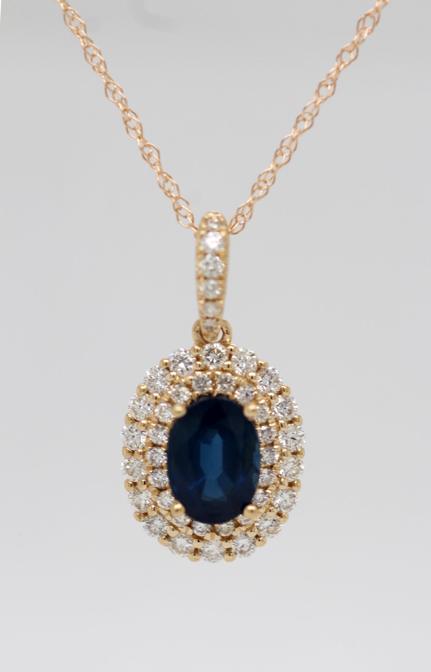 14KY 1.00 Ct Sapphire and Diamond Pendant