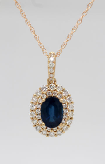 14KY 1.00 Ct Sapphire and Diamond Pendant