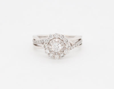 Estate 14KW 1.00 Cttw Diamond Cluster Engagement Ring