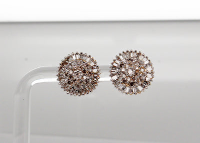 Estate 14KTT .80 Cttw Diamond Cluster Earrings