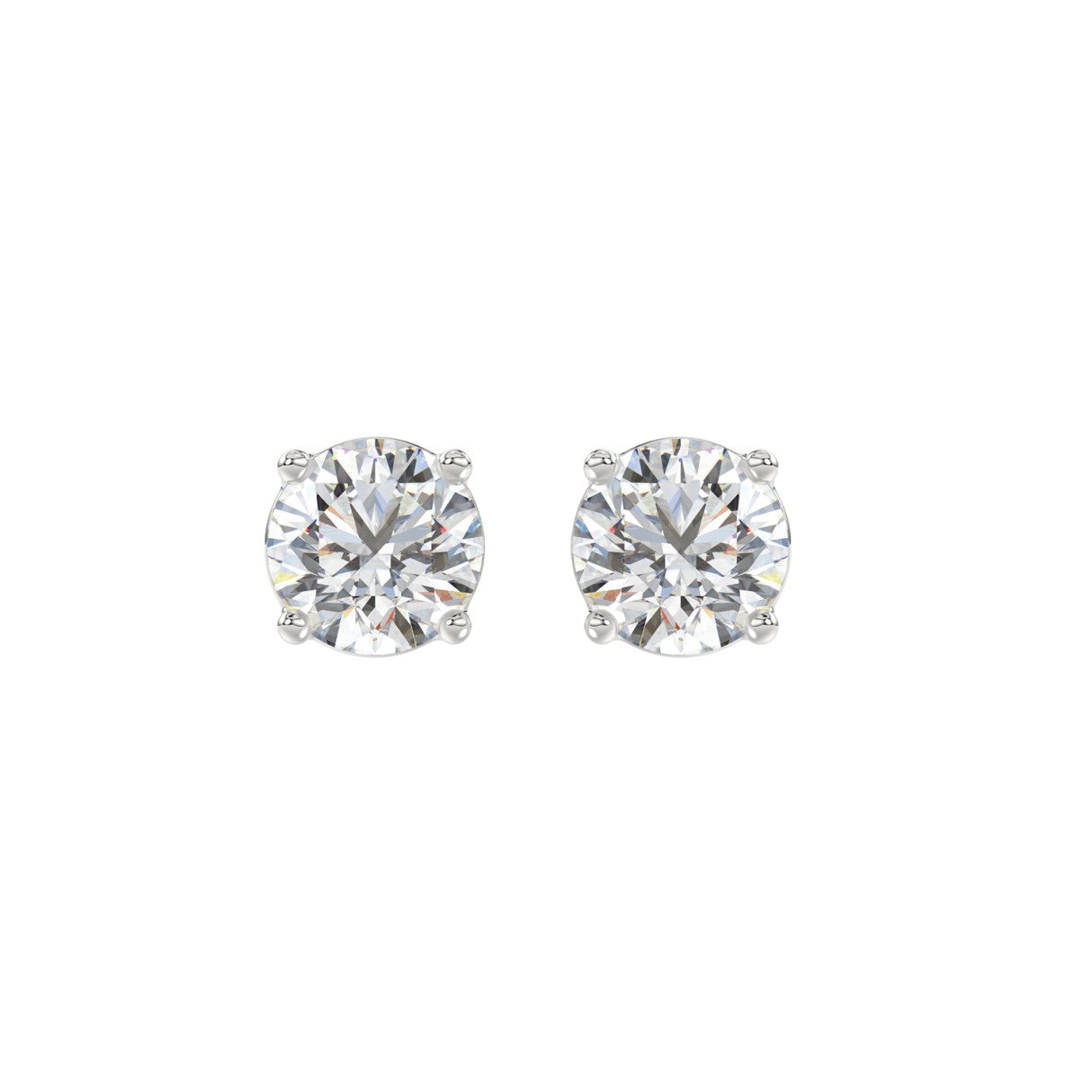 14KW 2.50 Cttw Lab Grown Round Brilliant Diamond Solitaire Earrings