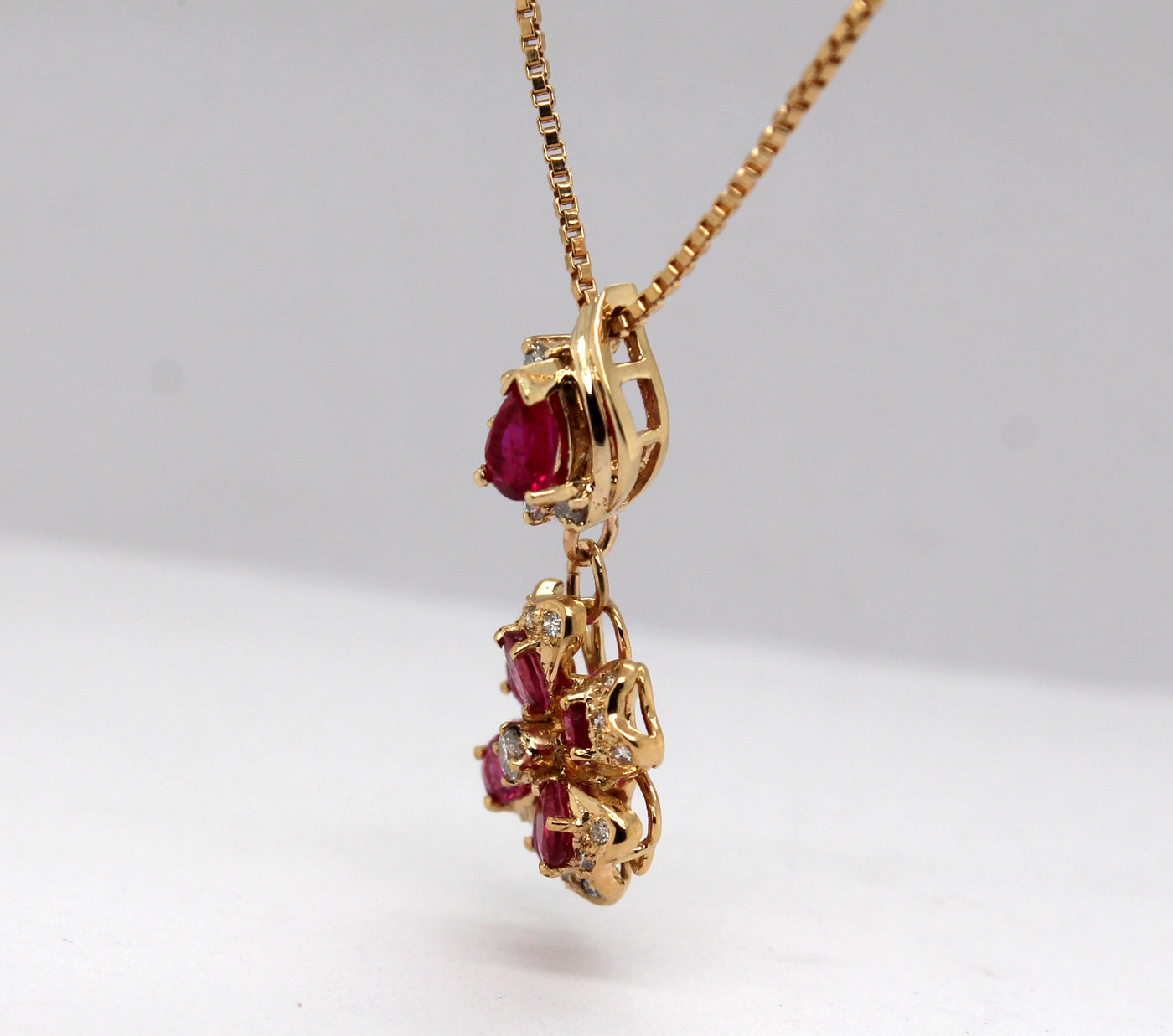 Estate 14KY 1.70 Cttw Created Ruby and .37 Cttw Diamond Pendant G in C