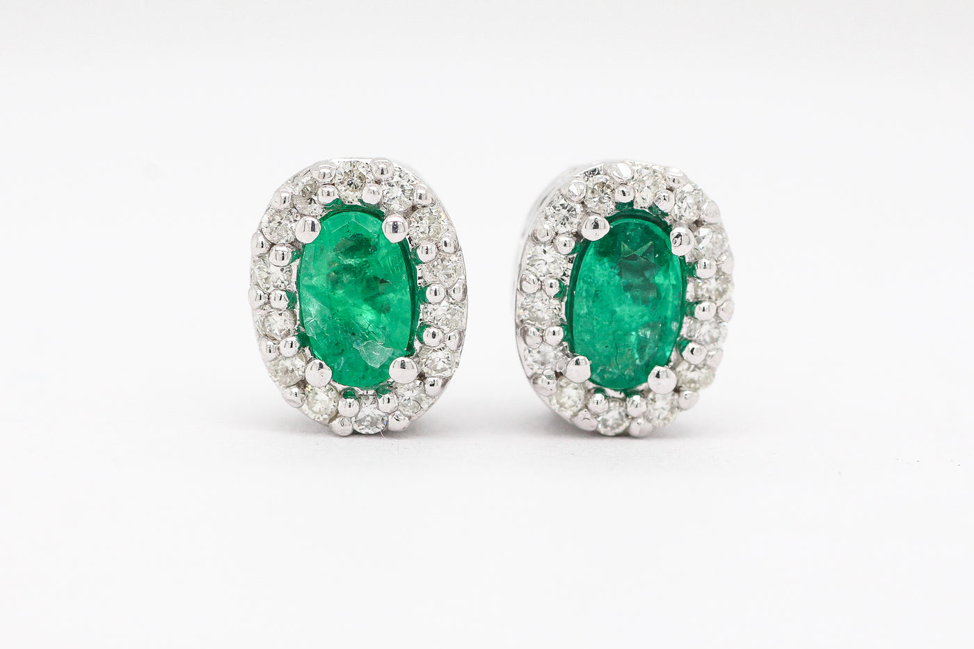 14KW .44 CTTW EMERALD AND DIAMOND EARRINGS, .18 CTTW H-SI1 image