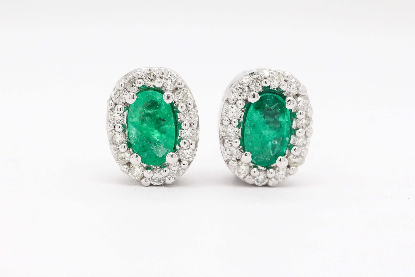 14KW .44 CTTW EMERALD AND DIAMOND EARRINGS, .18 CTTW H-SI1 image