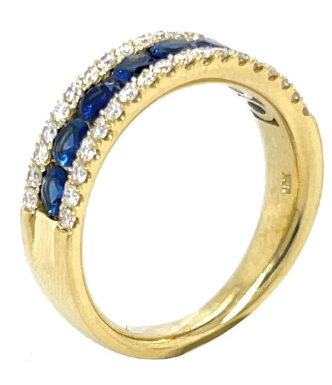 18KY 1.00 Cttw Sapphire and Diamond Ring