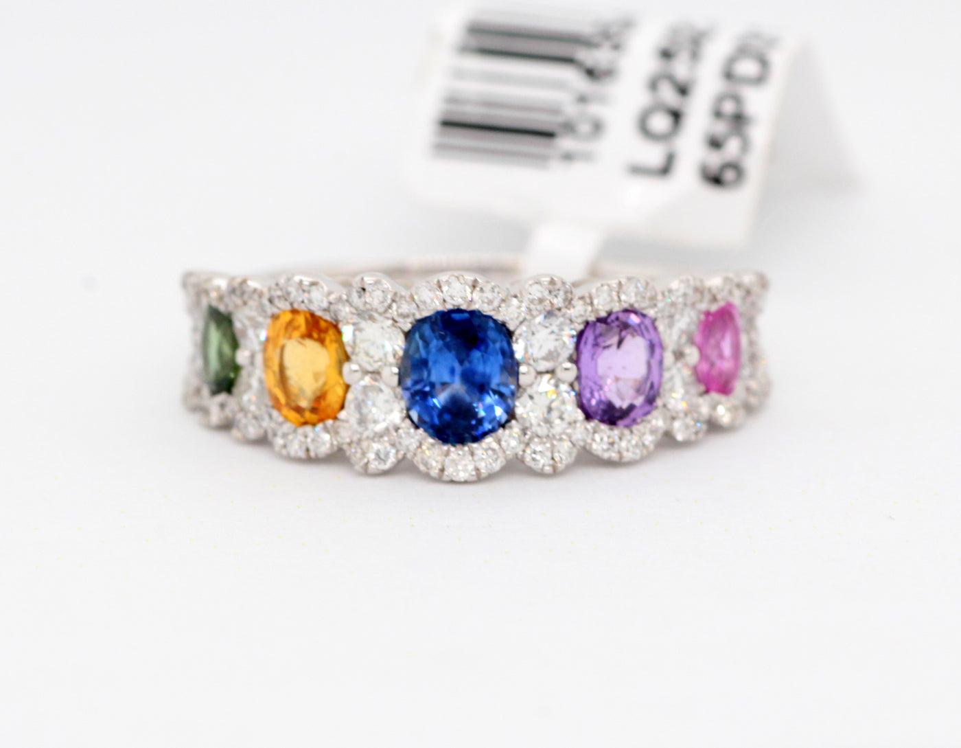 18KW 1.34 Cttw Multi Color Sapphire and Diamond Ring with .62 Cttw in image