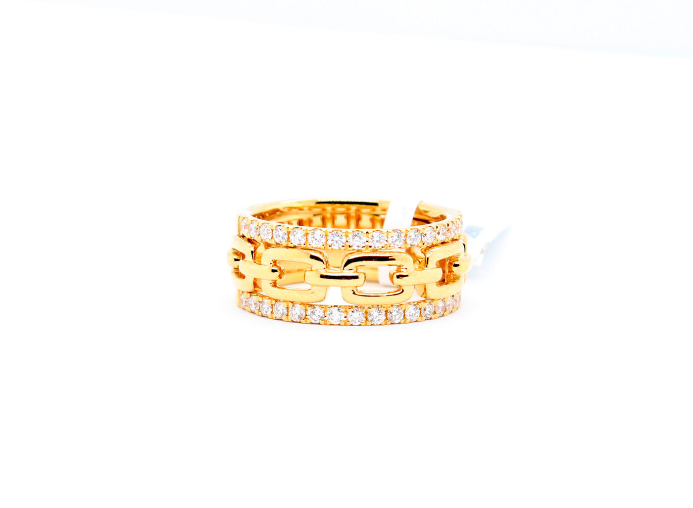 18KY .50 Cttw Chain Link Diamond Inlay Ring