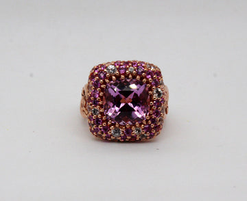 Estate 18KR 4.40 Ct Amethyst and 1.75 Cttw Pink and Colorless Sapphire