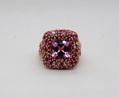 Estate 18KR 4.40 Ct Amethyst and 1.75 Cttw Pink and Colorless Sapphire