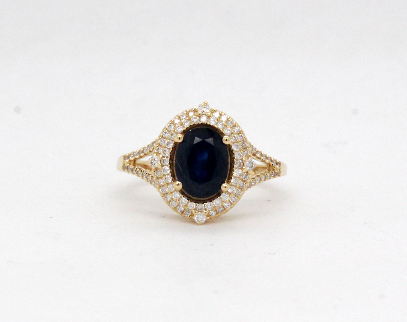 14KY 1.45 Ct Sapphire and .33 Cttw Diamond Ring