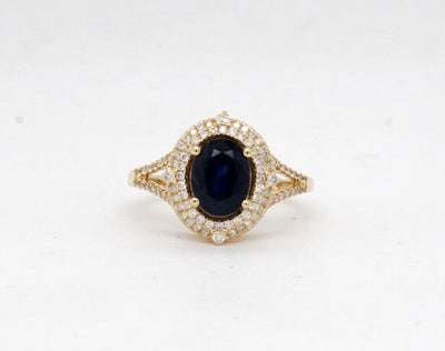 14KY 1.45 Ct Sapphire and .33 Cttw Diamond Ring
