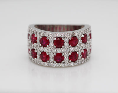 14KW 2.52 CTTW RUBY AND DIAMOND FASHION RING 1.06 CTTW H-SI1