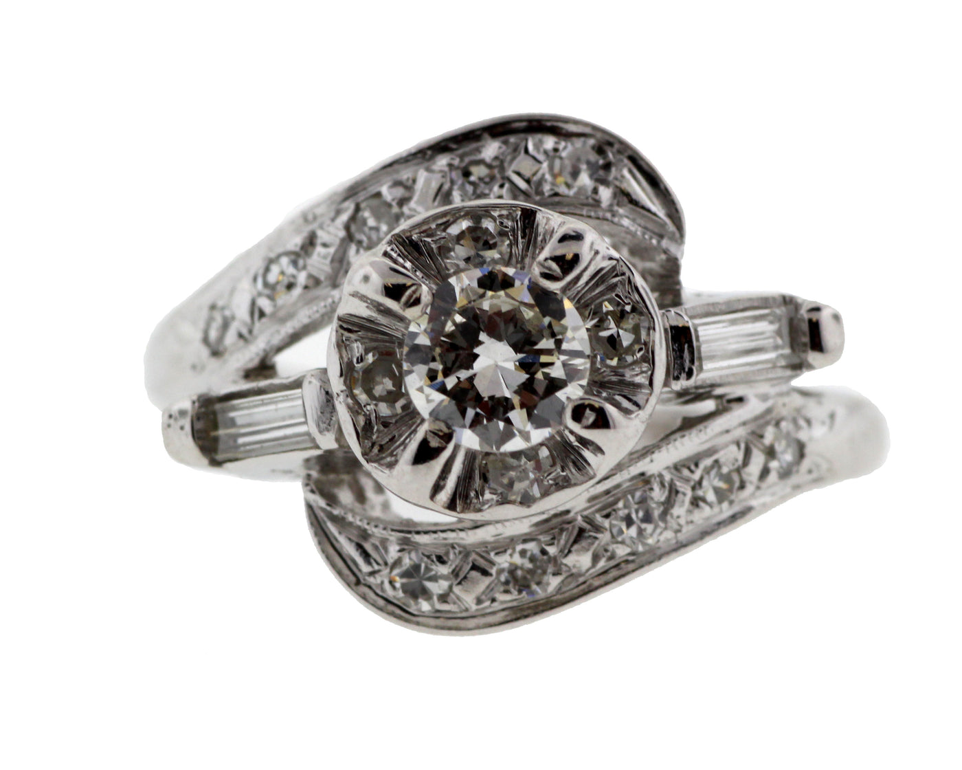 14KW .77CTTW DIAMOND ENGAGEMENT RING .35CT CTR