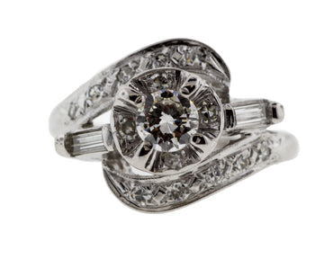 14KW .77CTTW DIAMOND ENGAGEMENT RING .35CT CTR