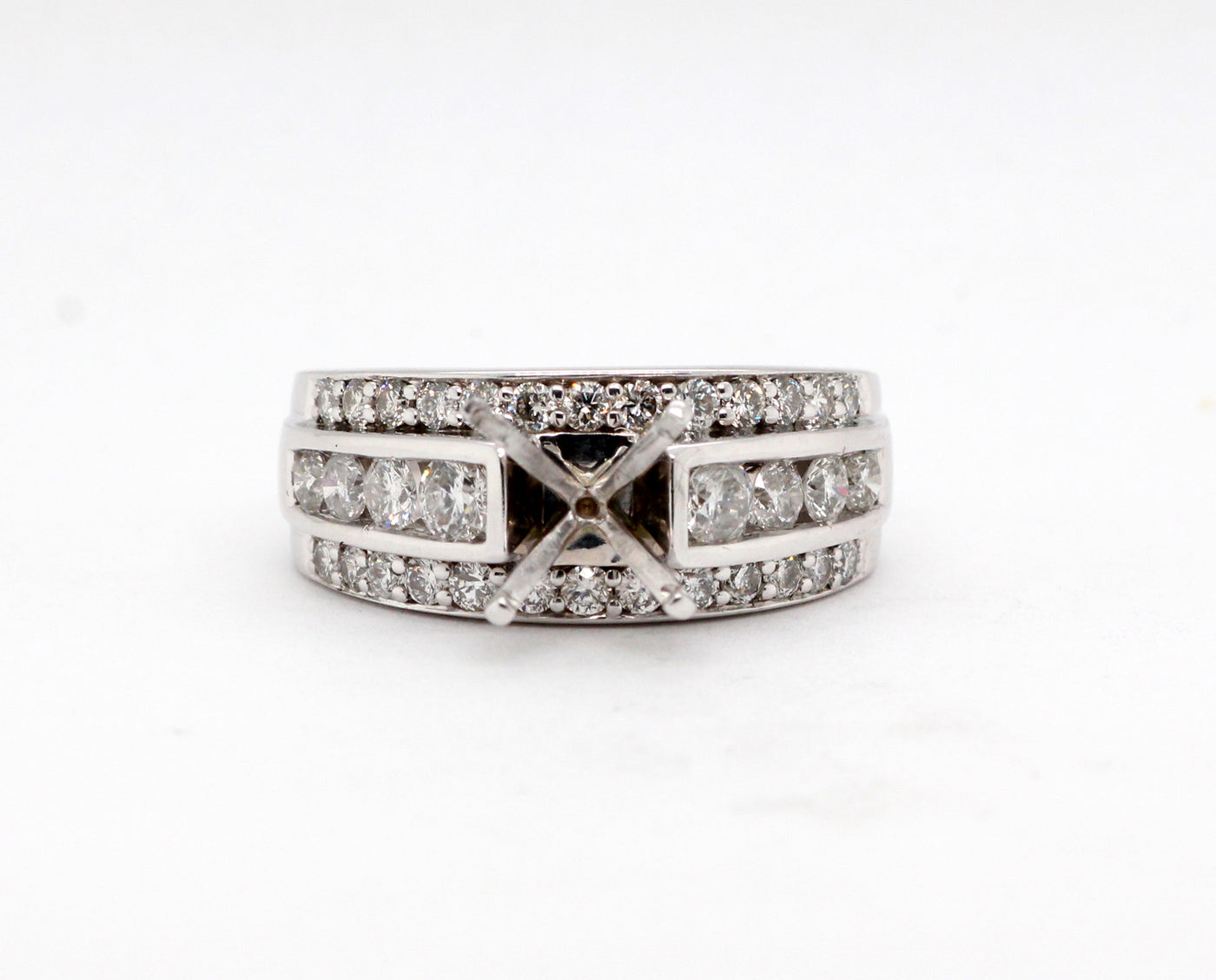14K White 1.50 Cttw Diamond Semi Mount Ring
