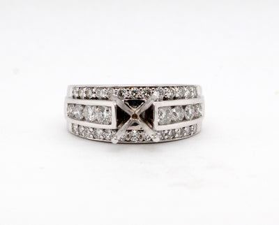 14K White 1.50 Cttw Diamond Semi Mount Ring