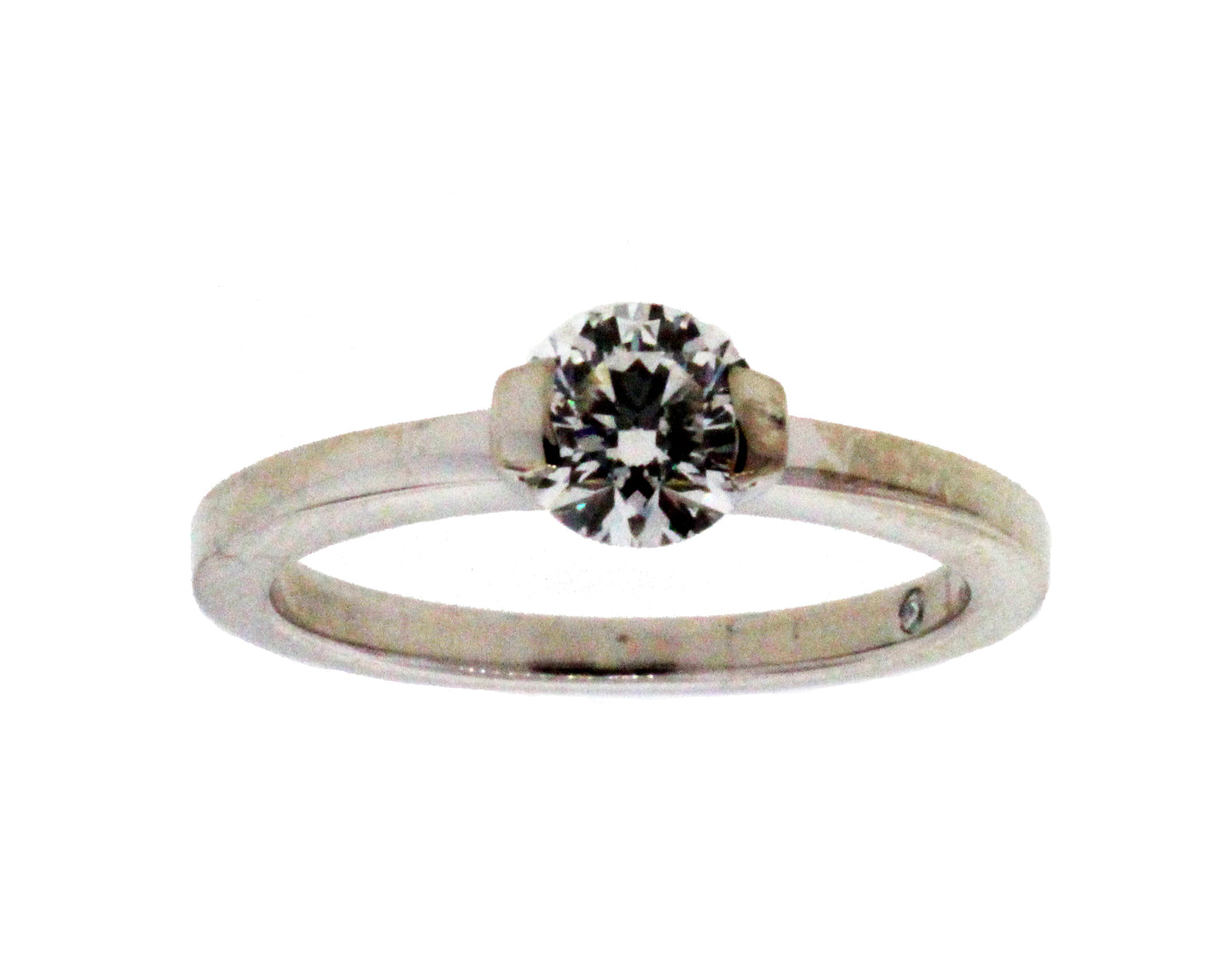 PLATINUM .53 CT ROUND SOLITAIRE DIAMOND RING H-VS1