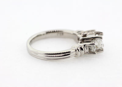 PLATINUM 1 CTTW PRINCESS CUT 3 STONE RING