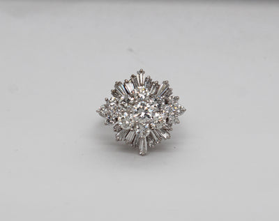 Estate 18KW 3.50 Cttw Diamond Cluster Ring F in Color and VS1-2 in Cla