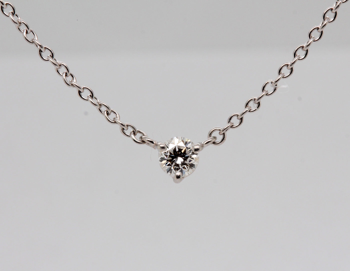 Estate Platinum .25 Ct Diamond Solitaire Necklace