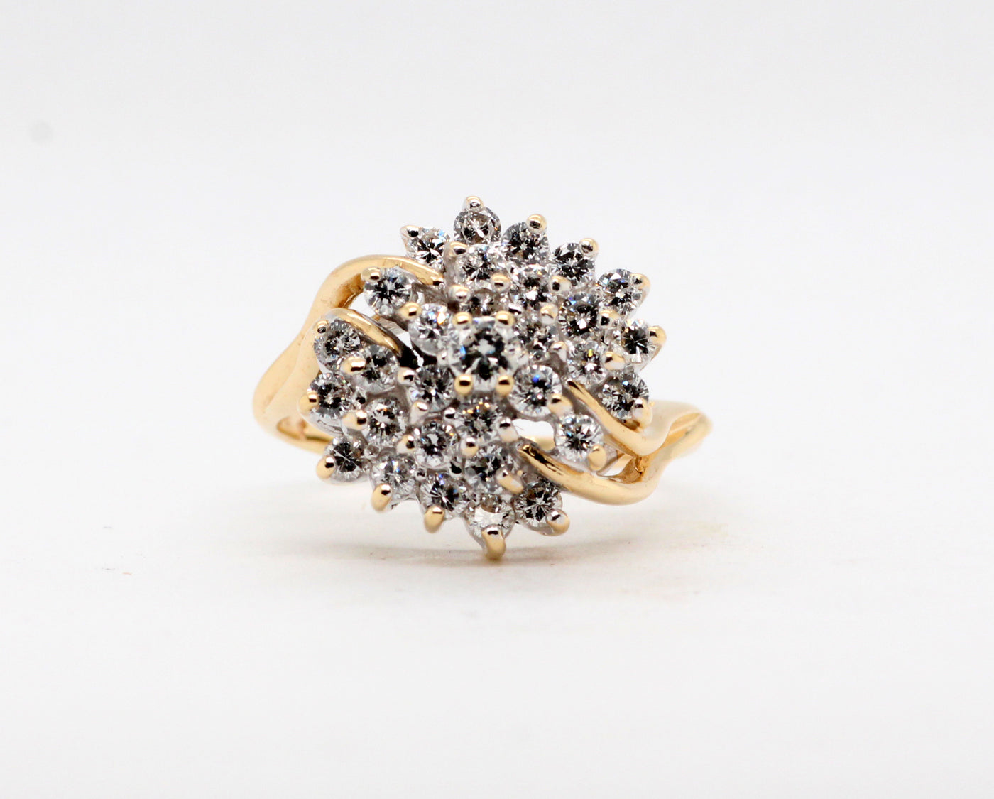 Estate 14KY 1.50 Cttw Diamond Cluster Ring