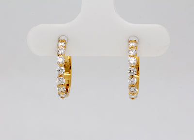 14KY .46 Cttw Diamond Small Hoop Earrings
