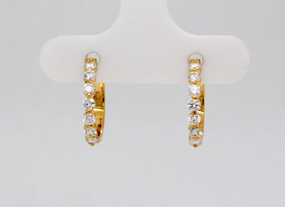 14KY .46 Cttw Diamond Small Hoop Earrings image