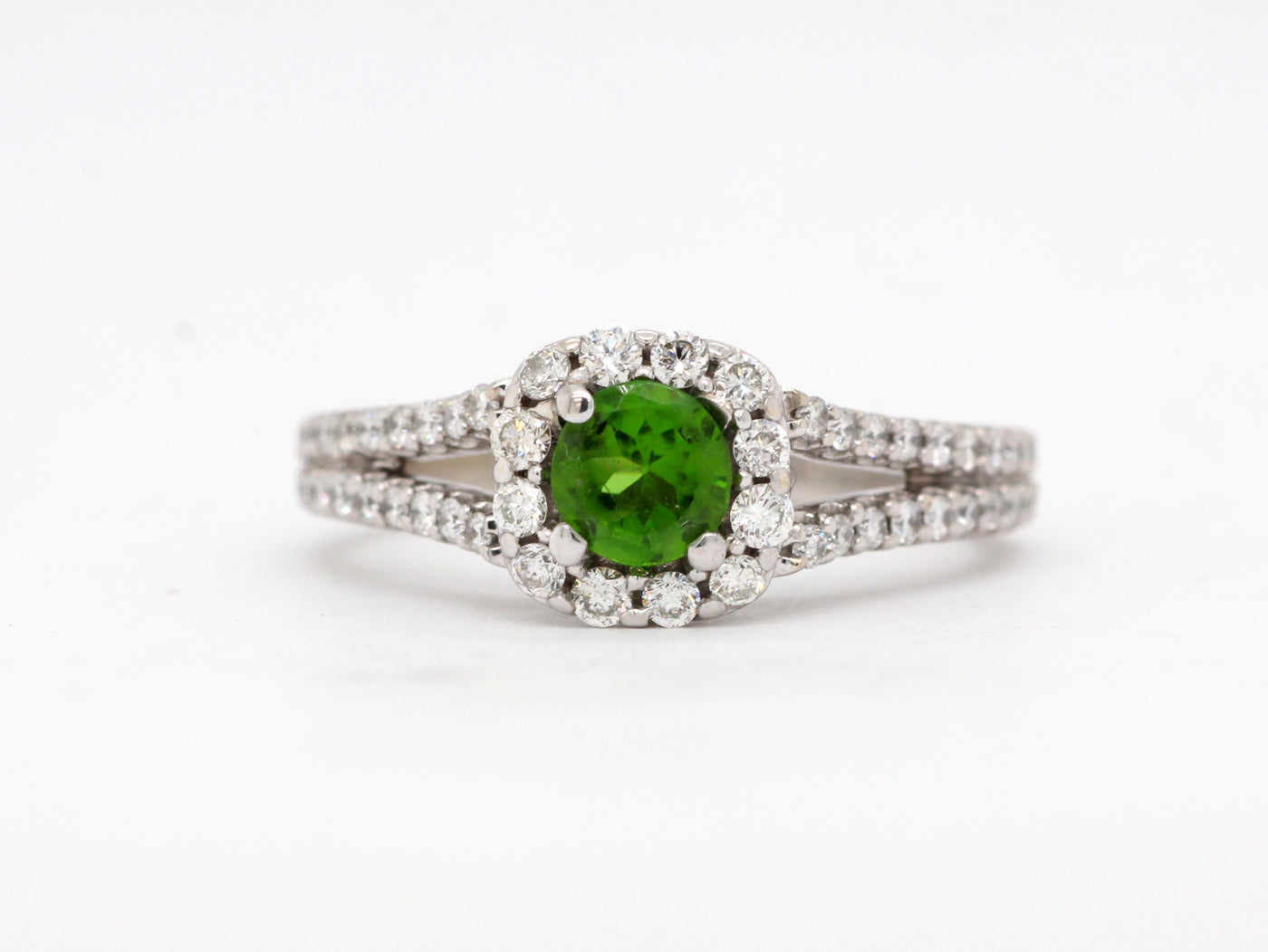 Estate 14KW .50 Ct Green Quartz and Diamond Ring