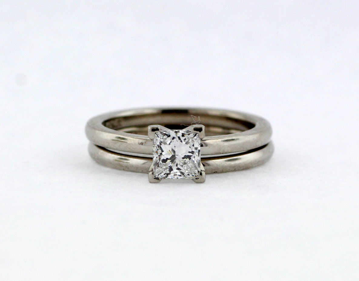 Palladium .90 CT Princess Cut Diamond Wedding Set