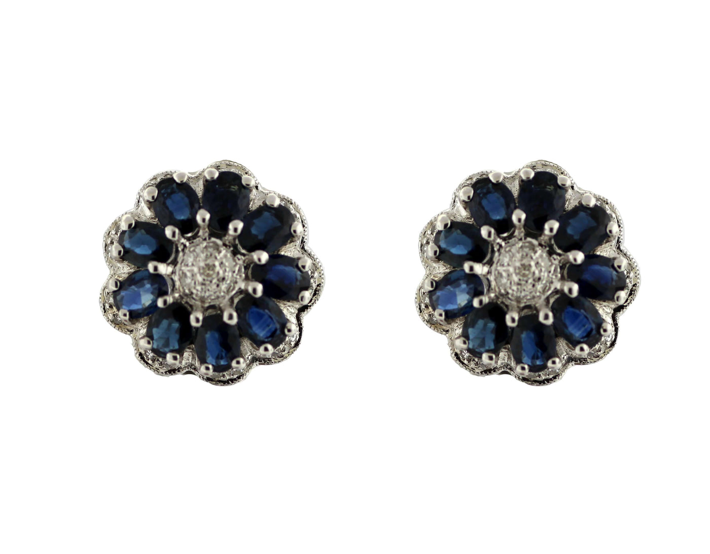 14KW 4.50 CTTW SAPPHIRE AND DIAMOND EARRINGS .40 CTTW H-SI1