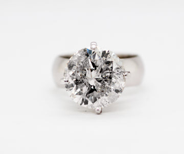 14KW 7.68 Ct Round Brilliant Diamond Solitaire Ring