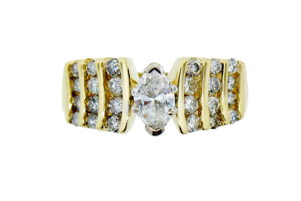 14K 1CTTW DIA MQ BRIDAL RING image