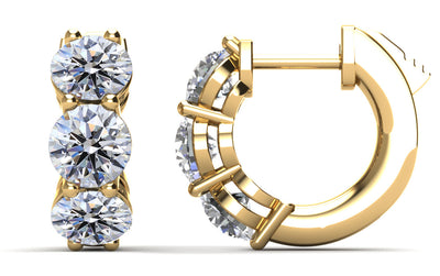 14KY 1.34 Cttw Diamond Small Hoop Earrings