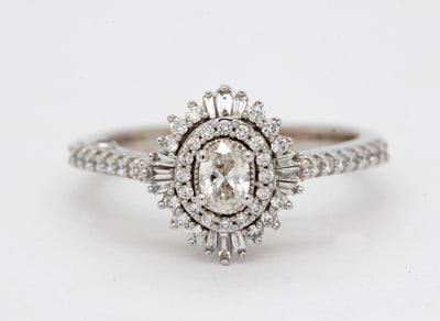14KW 1.00 Cttw Diamond Halo Engagement Ring