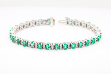 14KW 5.92 CTTW Emerald And Diamond Bracelet