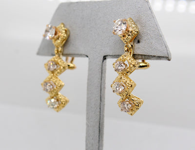 Estate 18KY 2.40 Cttw Diamond Earrings