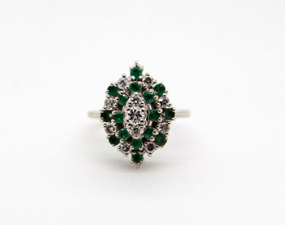 Estate 14KY .32 Cttw Emerald and .27 Cttw Diamond Ring