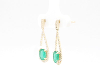 14KY 1.40 Cttw Emerald and Diamond Earrings