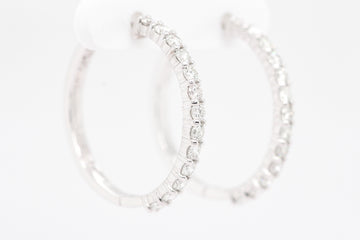 14KW 1.35 CTTW DIAMOND HOOP EARRINGS, HI-SI2
