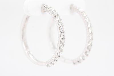 14KW 1.50 CTTW DIAMOND HOOP EARRINGS, H-SI2