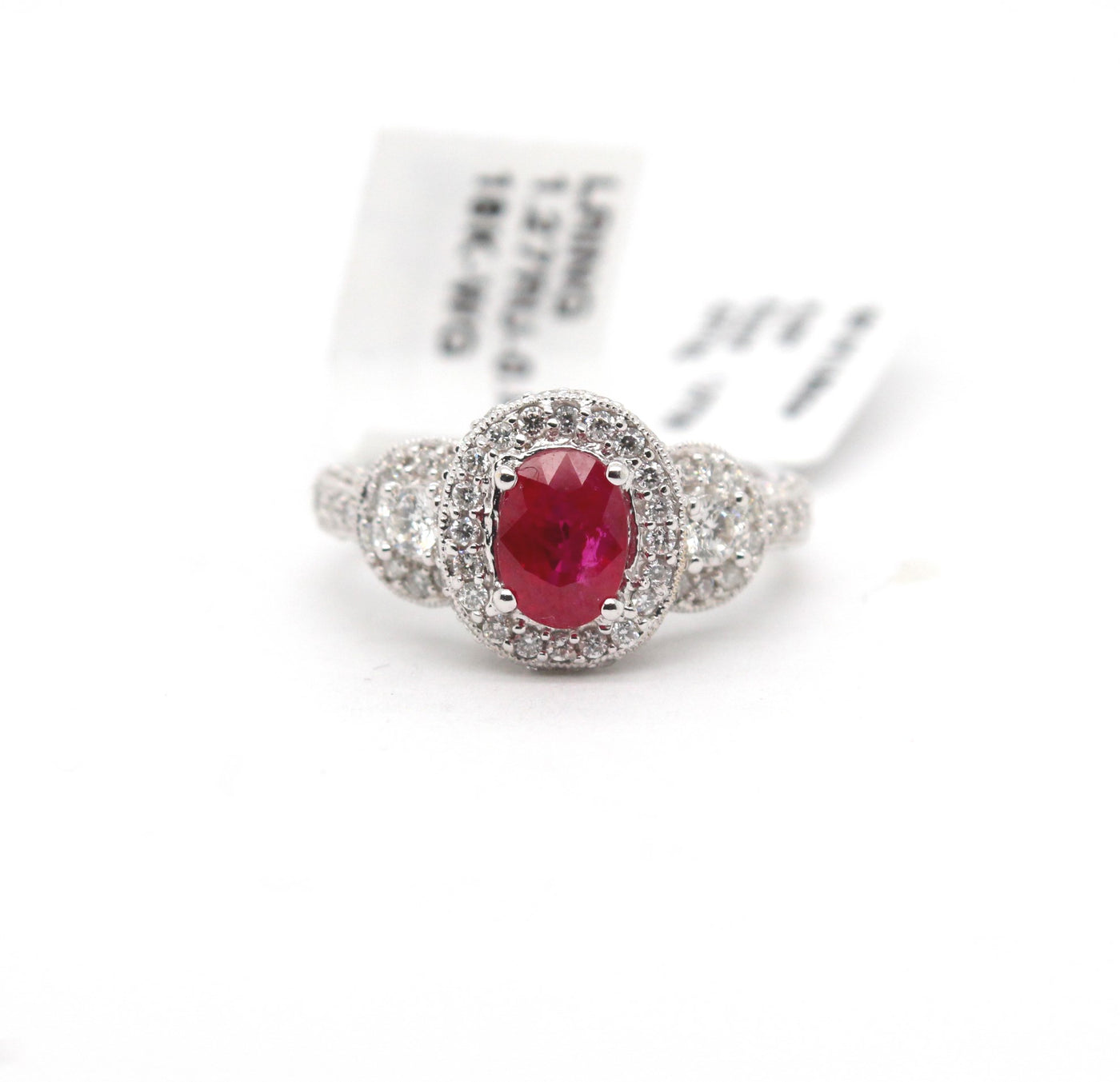 18KW 1.27 Ct Ruby and .85 Cttw Diamond Ring
