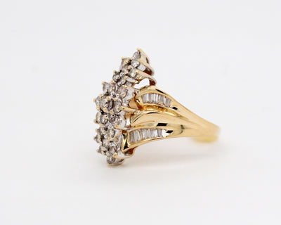 Estate 14KY 1.00 Cttw Diamond Waterfall Ring
