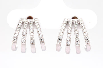 14KW .50 CTTW DIAMOND 4 ROW EARRINGS