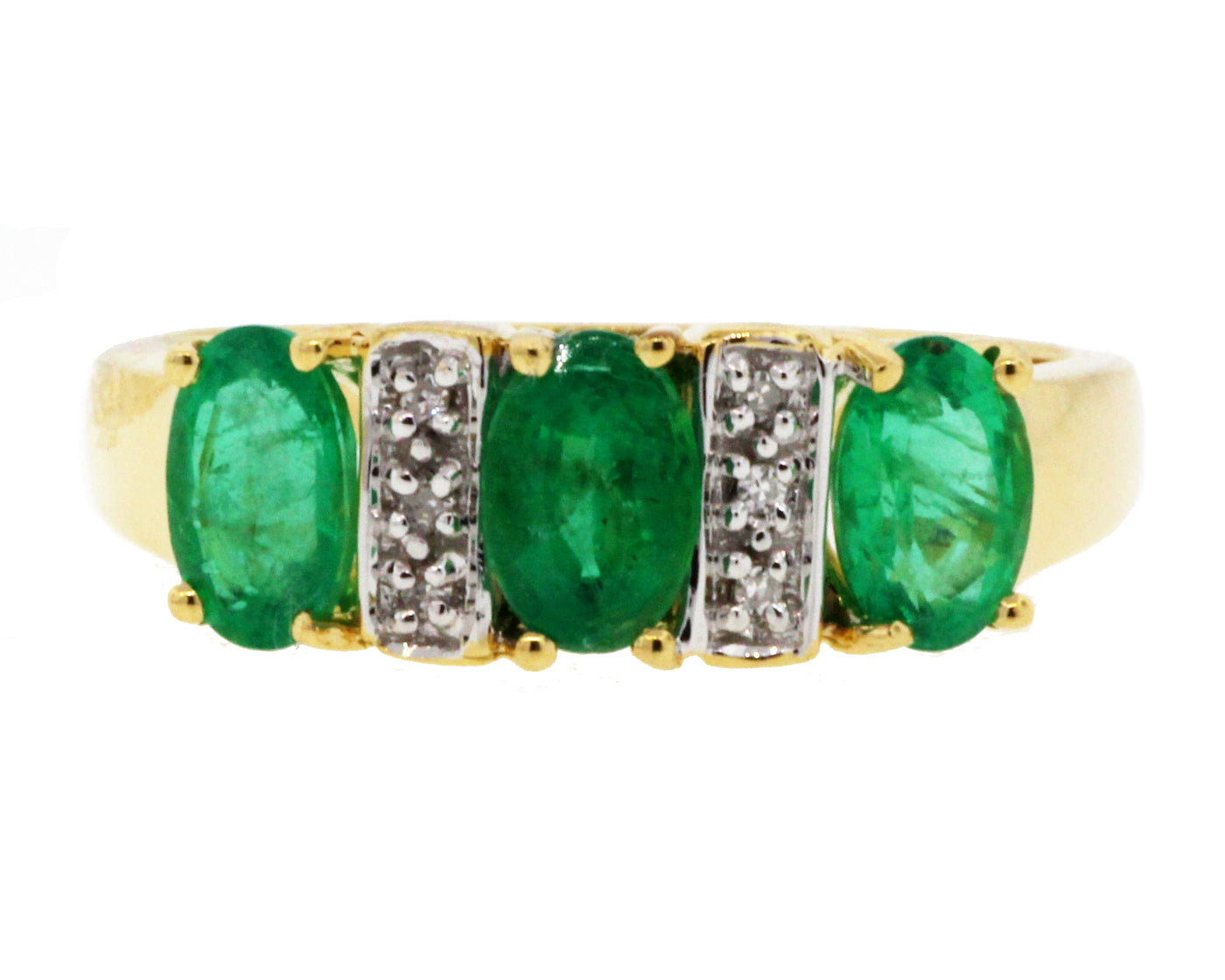 ESTATE 18KY EMERALD AND DIAMOND RING
